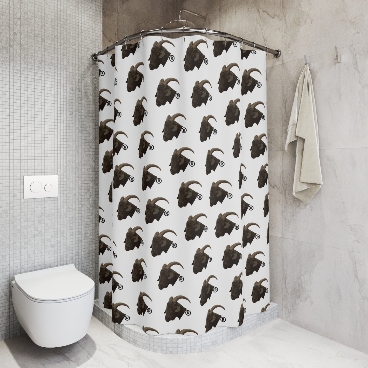Goat Head Logo Pattern Shower Curtain
