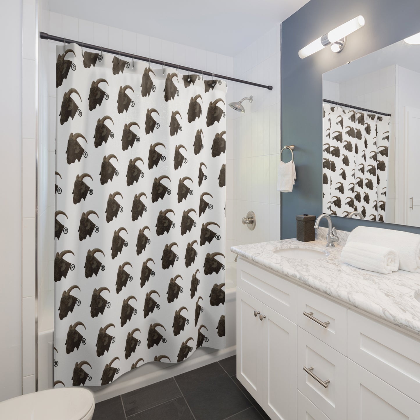 Goat Head Logo Pattern Shower Curtain