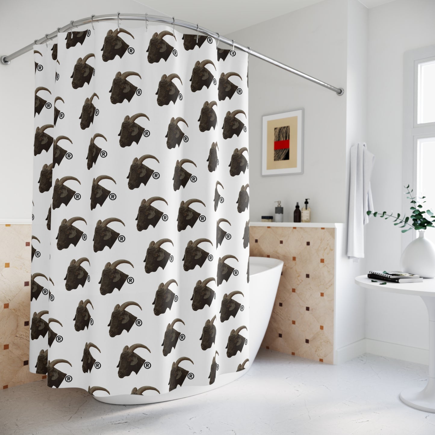 Goat Head Logo Pattern Shower Curtain